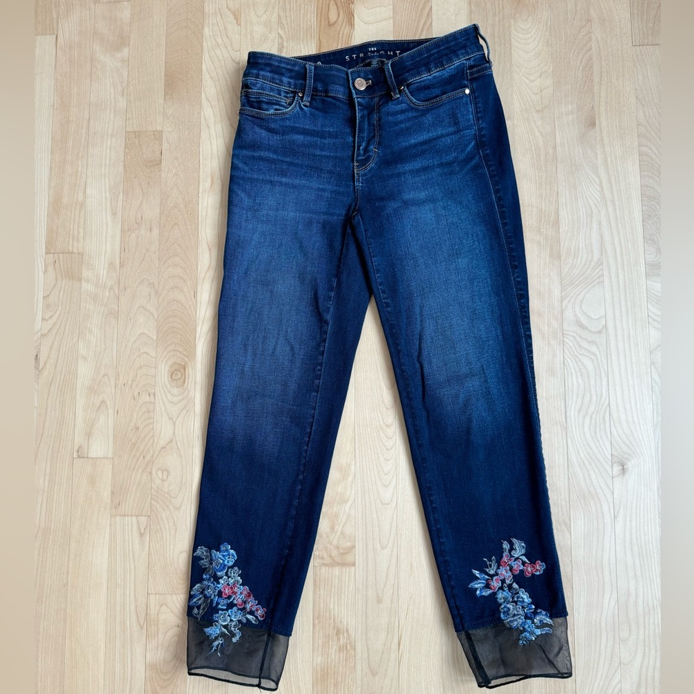 Dark-wash, embellished WHBM cropped jeans